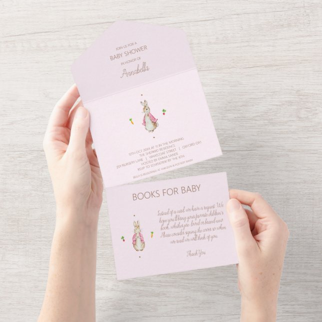 Simple Pink Peter the Rabbit All In One Invitation (Tearaway)