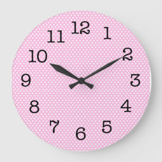 Simple Pink Polka Dot Wall Clock
