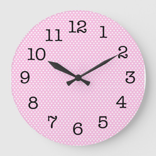 Simple Pink Polka Dot Wall Clock (Front)