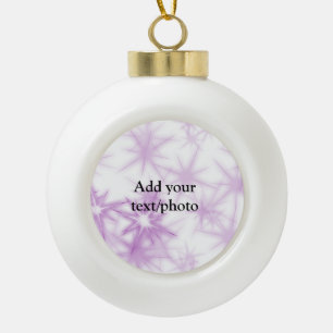 Simple pink purple glitter sparkle add name text t ceramic ball christmas ornament