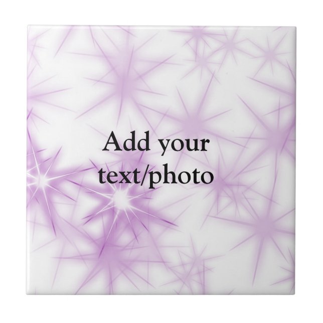 Simple pink purple glitter sparkle add name text t tile (Front)