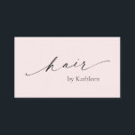Simple Pink QR Code Elegant Hair Stylist Modern Business Card<br><div class="desc">Modern blush pink business cards featuring a simple and minimal design with "hair" in an elegant calligraphy along with your name on the front. The back has your contact info along with social media icons and an optional QR Code in a minimalist layout. The QR Code may be removed and...</div>