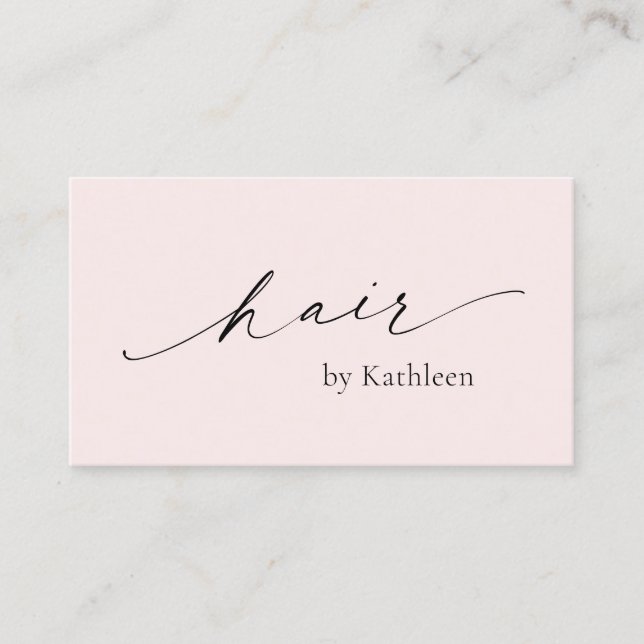 Simple Pink QR Code Elegant Hair Stylist Modern Business Card (Front)