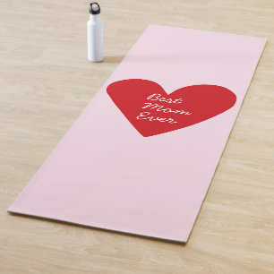 Simple Pink & Red Heart Best Mom Ever Mothers Day Yoga Mat