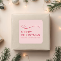 Simple pink red modern Merry Christmas
