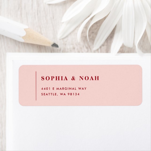 Simple Pink & Red Modern Wedding Return Address  (Insitu)