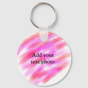 Simple pink red watercolor custom add name text t keychain