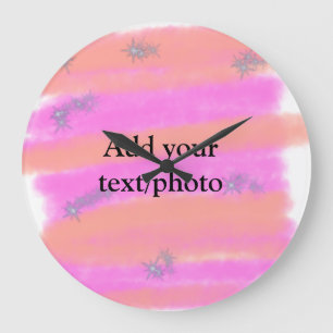 Simple pink red watercolor custom add name text t large clock