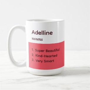 Simple Pink Rose White Name Descriptions Coffee Mug