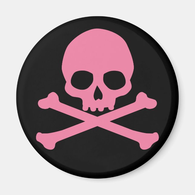 SImple Pink Skull and Crossbones Magnet (Front)