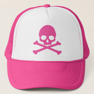 Simple Pink Skull and Crossbones Trucker Hat