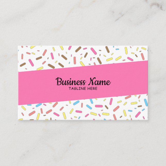 Simple Pink Sprinkles Frosting Ice Cream Shop Business Card (Front)