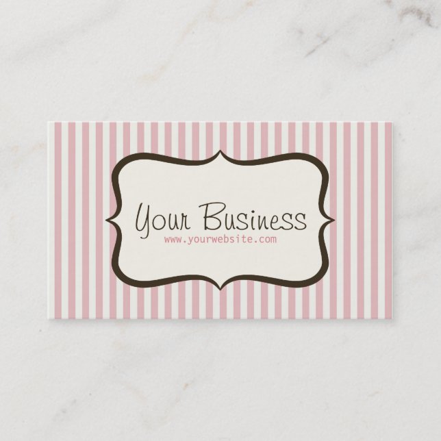 Simple Pink Stripe Business Card (Front)
