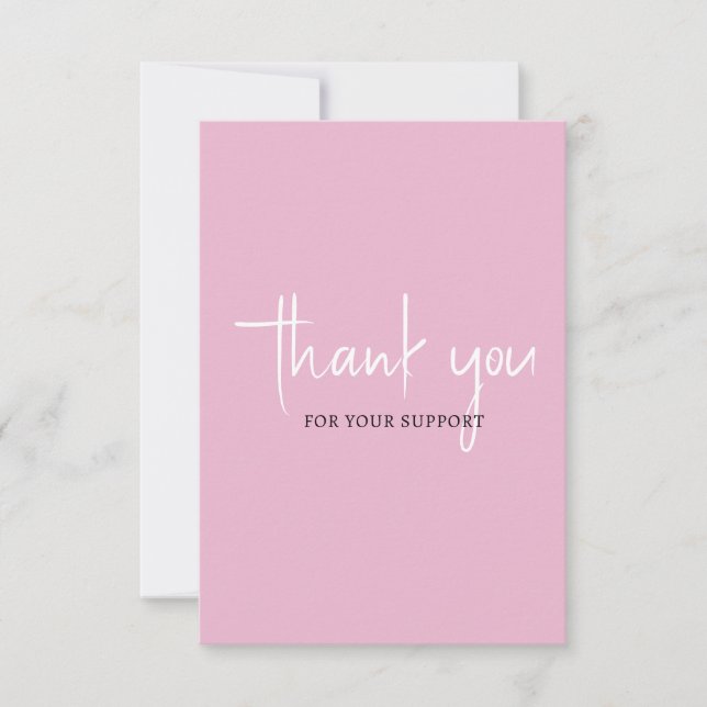 Simple Pink Thank You Card for your customers.  (Front)