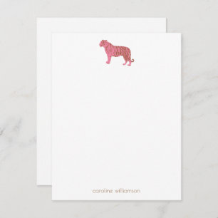 Simple Pink Tiger Art Personalized Stationery Card