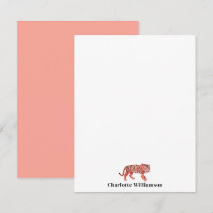 Simple Pink Tiger Personalized Stationery Note Car Card