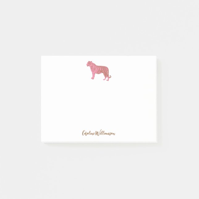 Simple Pink Tiger Script Personalized Stationery Post-it Notes (Front)