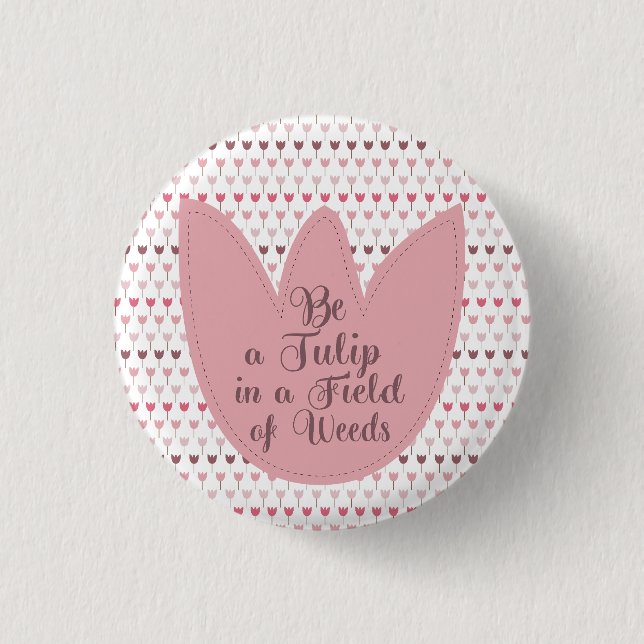 Simple Pink Tulip Pattern 1 Inch Round Button (Front)