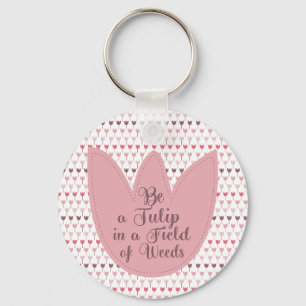 Simple Pink Tulip Pattern Keychain