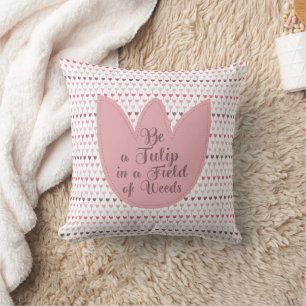 Simple Pink Tulip Pattern Throw Pillow