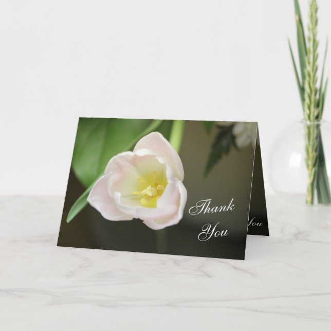 Simple Pink Tulip Thank You Note Card (Front)