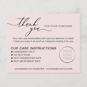 Simple Pink Tumbler Cup Care Instructions Flyer