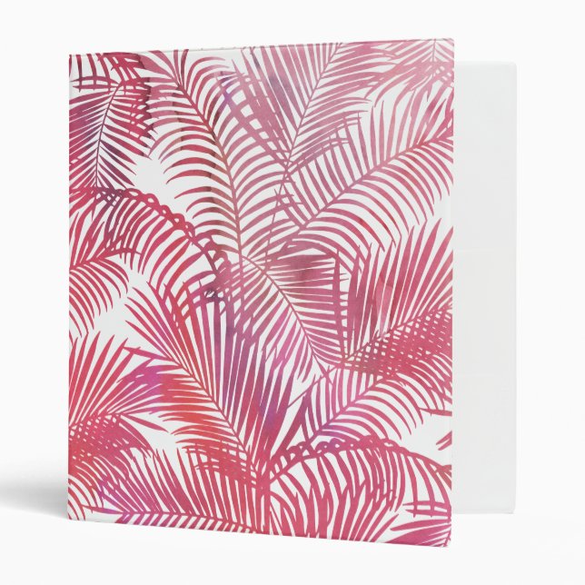 Simple pink watercolor modern tropical palm tree binder (Front/Inside)