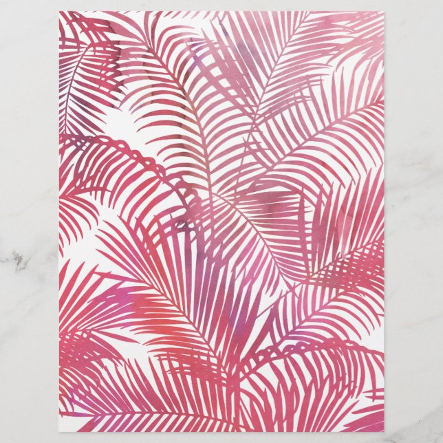 Simple pink watercolor modern tropical palm tree flyer (Front)