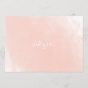 Simple Pink Watercolor Will You Be My Bridesmaid Invitation