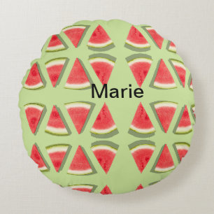 Simple pink watermelon add name minimal custom  th round pillow