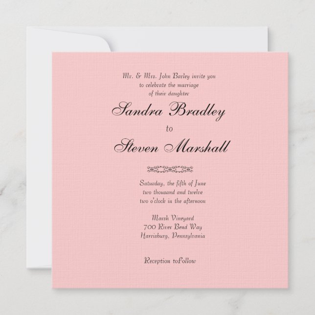 Simple Pink Wedding Invitation (Front)