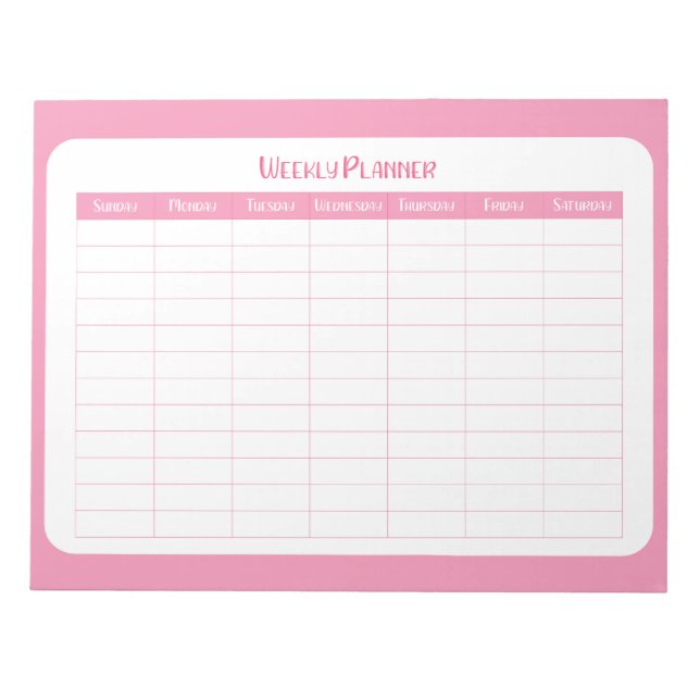 Simple pink weekly planner notepad (Front)