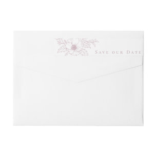 Simple Pink White Anemone Art Floral Save the Date Wrap Around Label