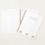 Simple Pink White Boho Rainbow Personalized Planner<br><div class="desc">This simple modern planner features a boho rainbow theme.  Personalize with any name for a unique gift for anyone.</div>