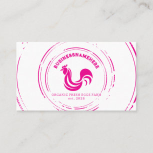 Simple Pink White Chicken QR Code Business Card