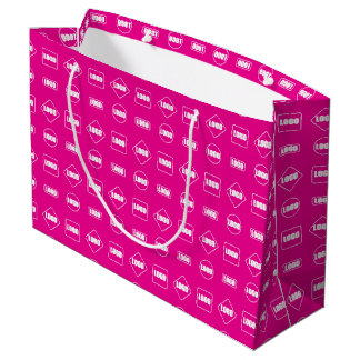 Simple Pink White Repeat Corporate Logo Pattern Large Gift Bag