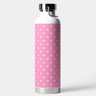 Simple Pink with White Polka Dots Water Bottle