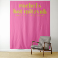 Simple Pink Yellow Cute Bat Mitzvah Photo Backdrop