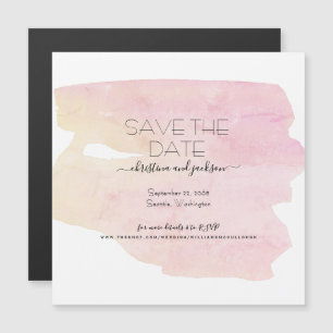 Simple Pink & Yellow Watercolor Swash Save Date Magnetic Invitation