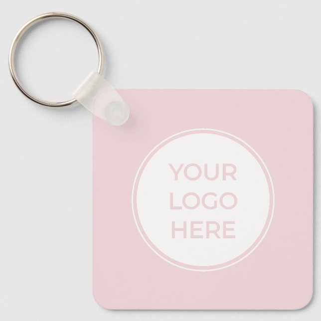 Simple Pink Your Logo QR Code Keychain (Front)