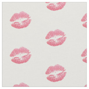 Simple Pinkish Red Lip Print Fabric by the Yard