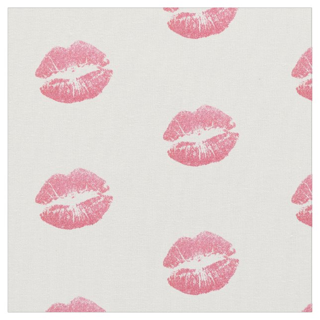 Simple Pinkish Red Lip Print Fabric by the Yard (Close Up)