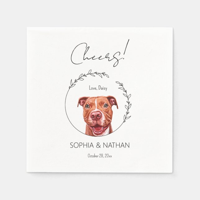 Simple Pit Bull Dog Wedding Cocktail Napkins (Front)