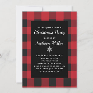 Simple Plaid Holiday Christmas Party Invitation