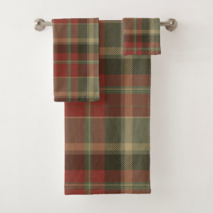 Simple Plaid Pattern Bath Towel Set