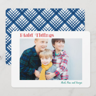 Simple Plaid Tidings 1 or 2 Photo Holiday Card