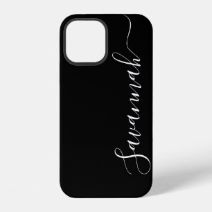 Simple Plain Black and White Calligraphy Custom iPhone 12 Case