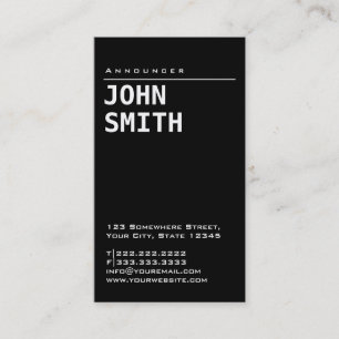 Simple Plain Black Announcer Business Card