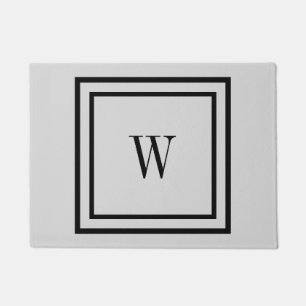 Simple Plain Black Border and Initials Or Monogram Doormat