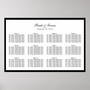 Simple Plain Black Border Wedding Seating Chart